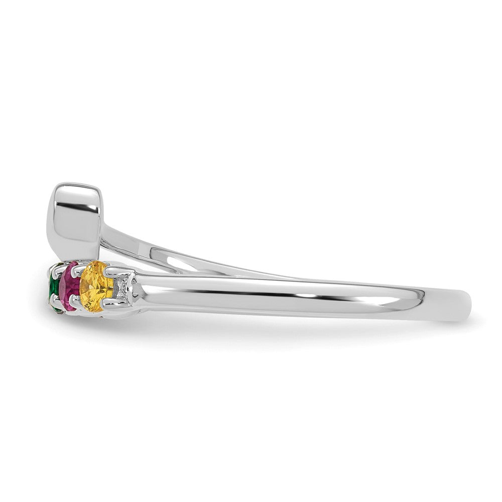 14k White Gold Heart with 6 Birthstone Mother's Ring Mounting
