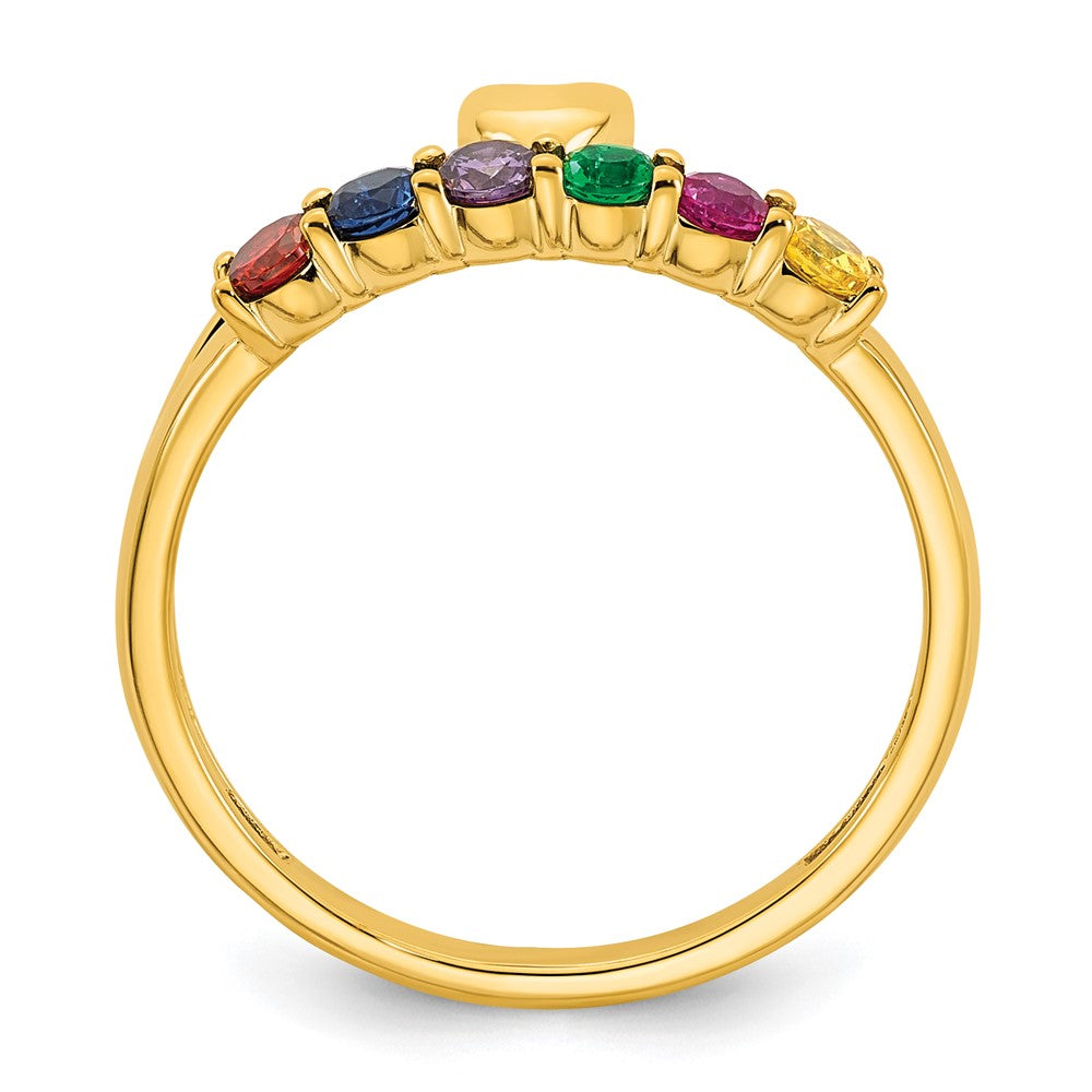 14k Heart with 6 Synthetic Birthstone Mother's Ring