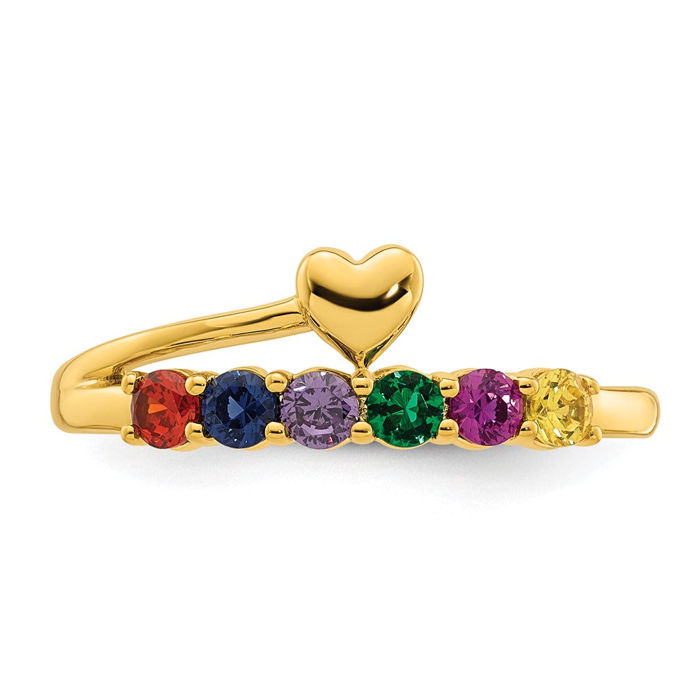 14k Heart with 6 Synthetic Birthstone Mother's Ring