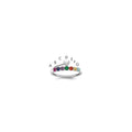 14k White Gold Heart with 7 Synthetic Birthstone Mother's Ring