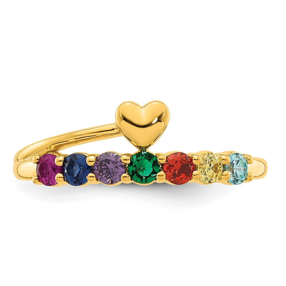 14k Heart with 7 Synthetic Birthstone Mother's Ring
