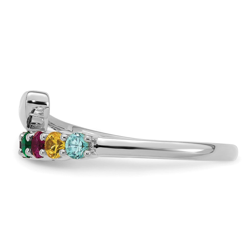14k White Gold Heart with 8 Birthstone Mother's Ring Mounting
