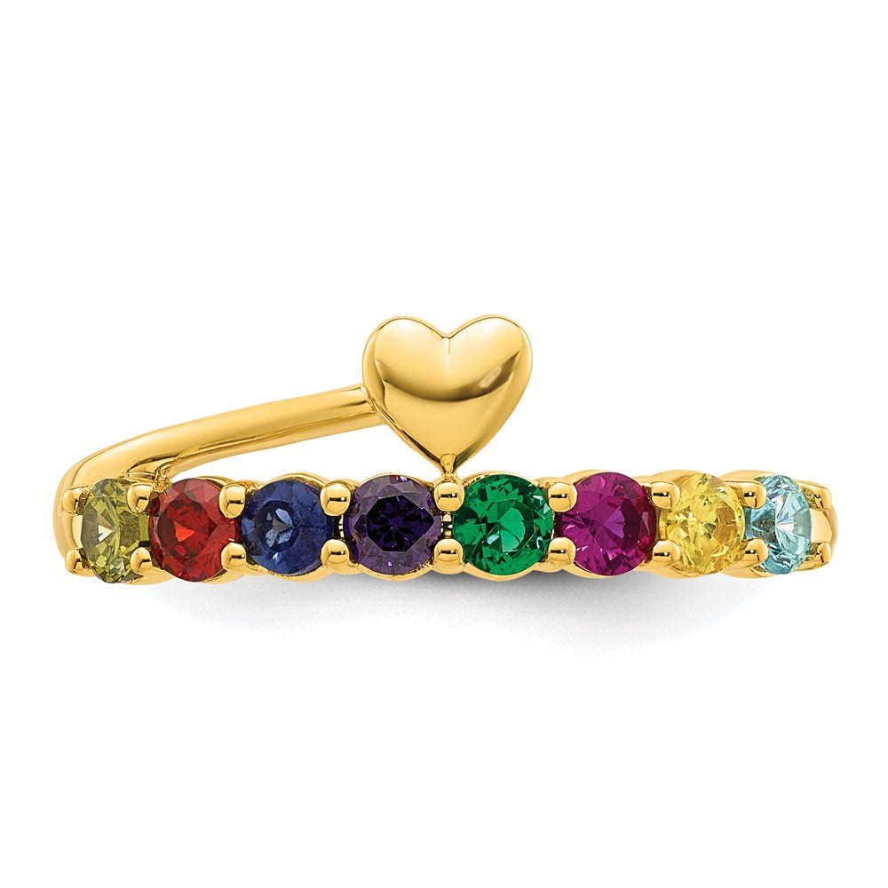 14k Heart with 8 Birthstone Mother's Ring Mounting