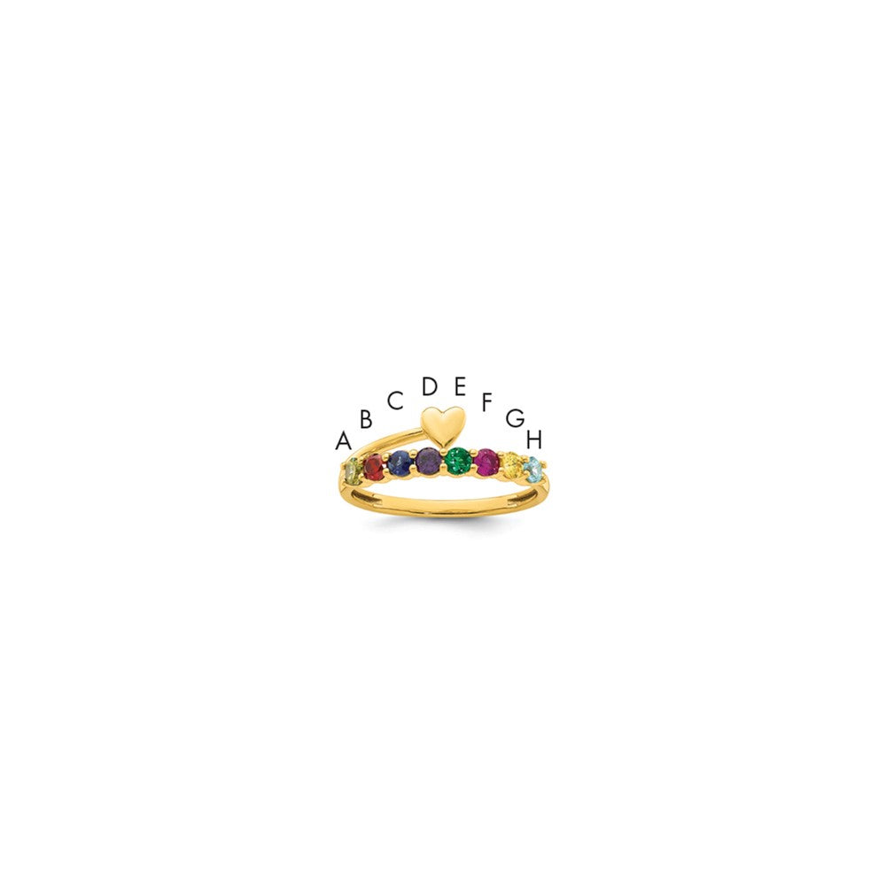 14k Heart with 8 Birthstone Mother's Ring Mounting