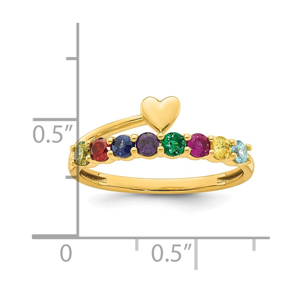 14k Heart with 8 Birthstone Mother's Ring Mounting