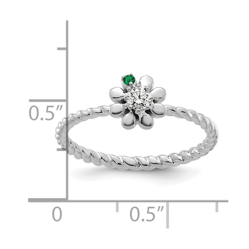 14k WG 1 Birthstone Flower w/ Diamond Mother's Ring Mounting