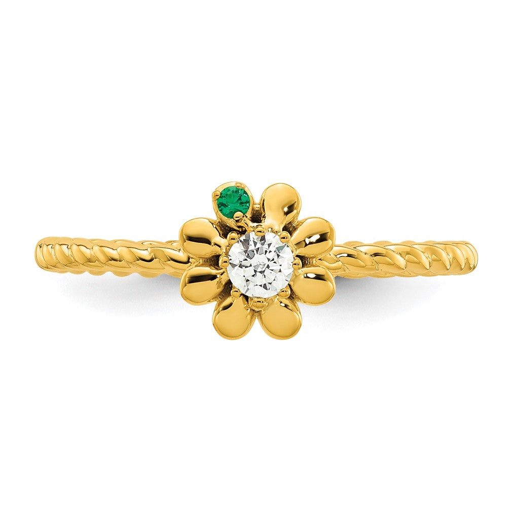14k 1 Birthstone Flower with Diamond Mother's Ring Mounting