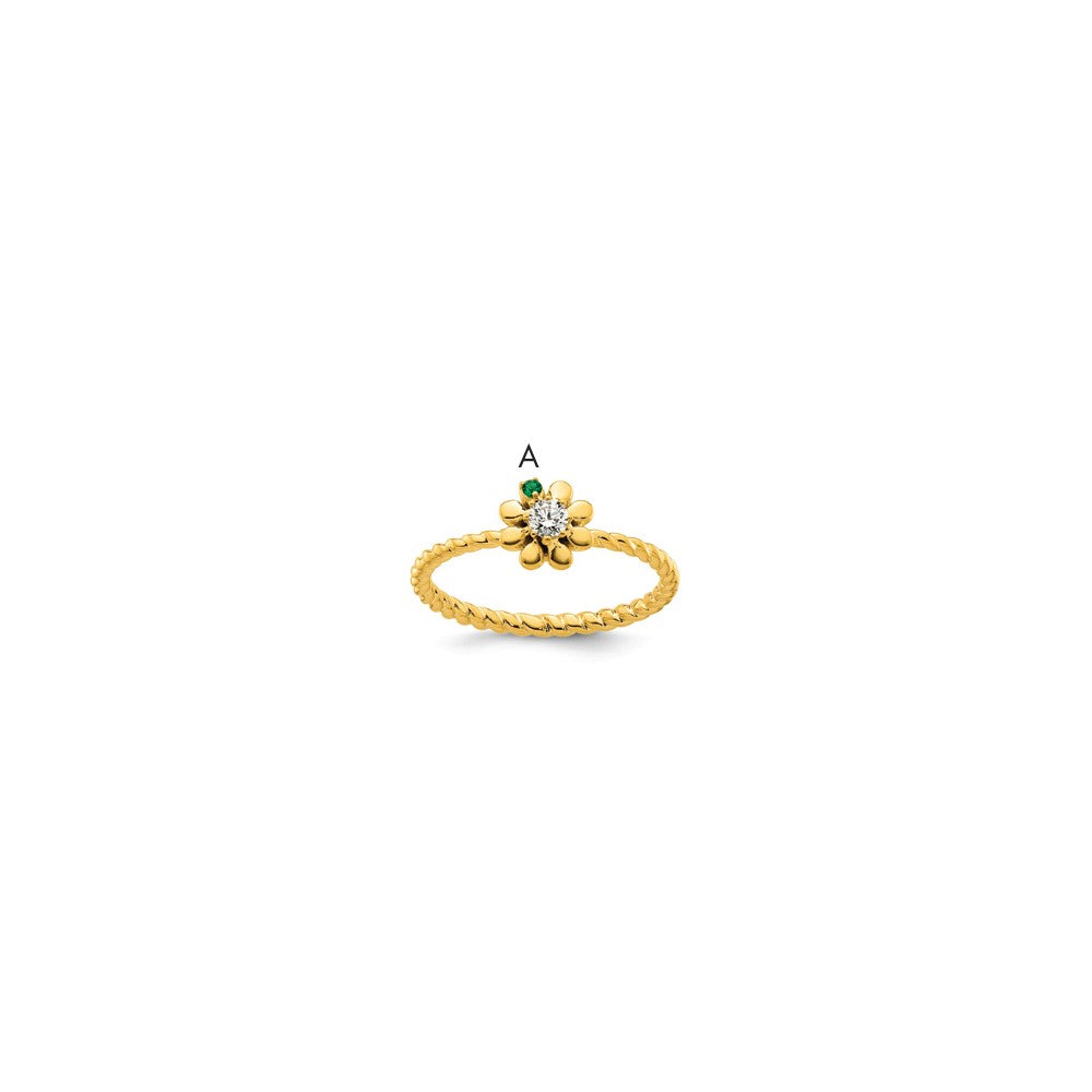 14k 1 Birthstone Flower with Diamond Mother's Ring Mounting