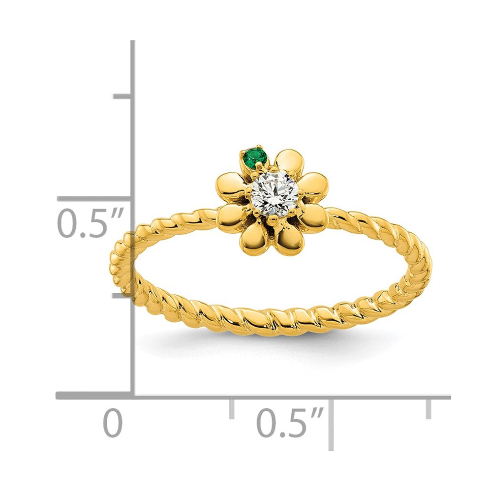 14k 1 Birthstone Flower with Diamond Mother's Ring Mounting