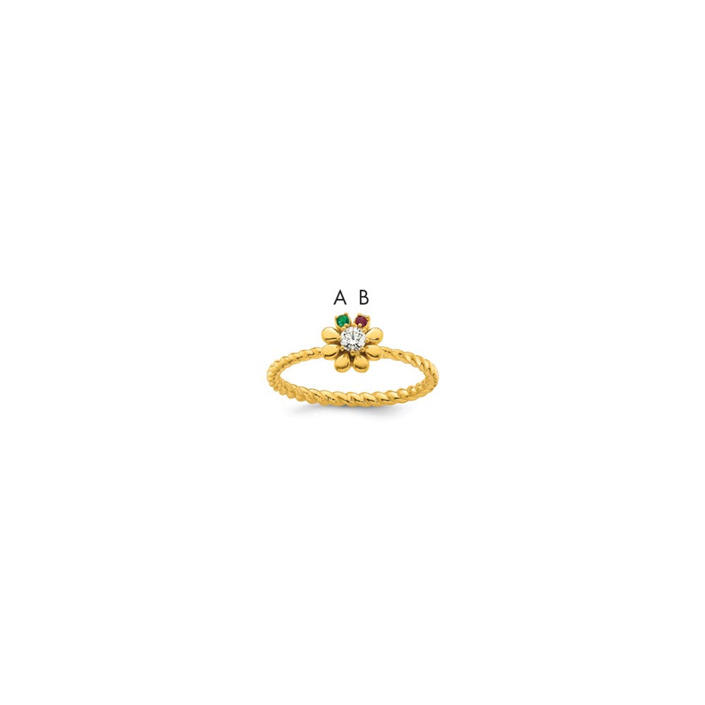 14k 2 Birthstone Flower with Diamond Mother's Ring Mounting