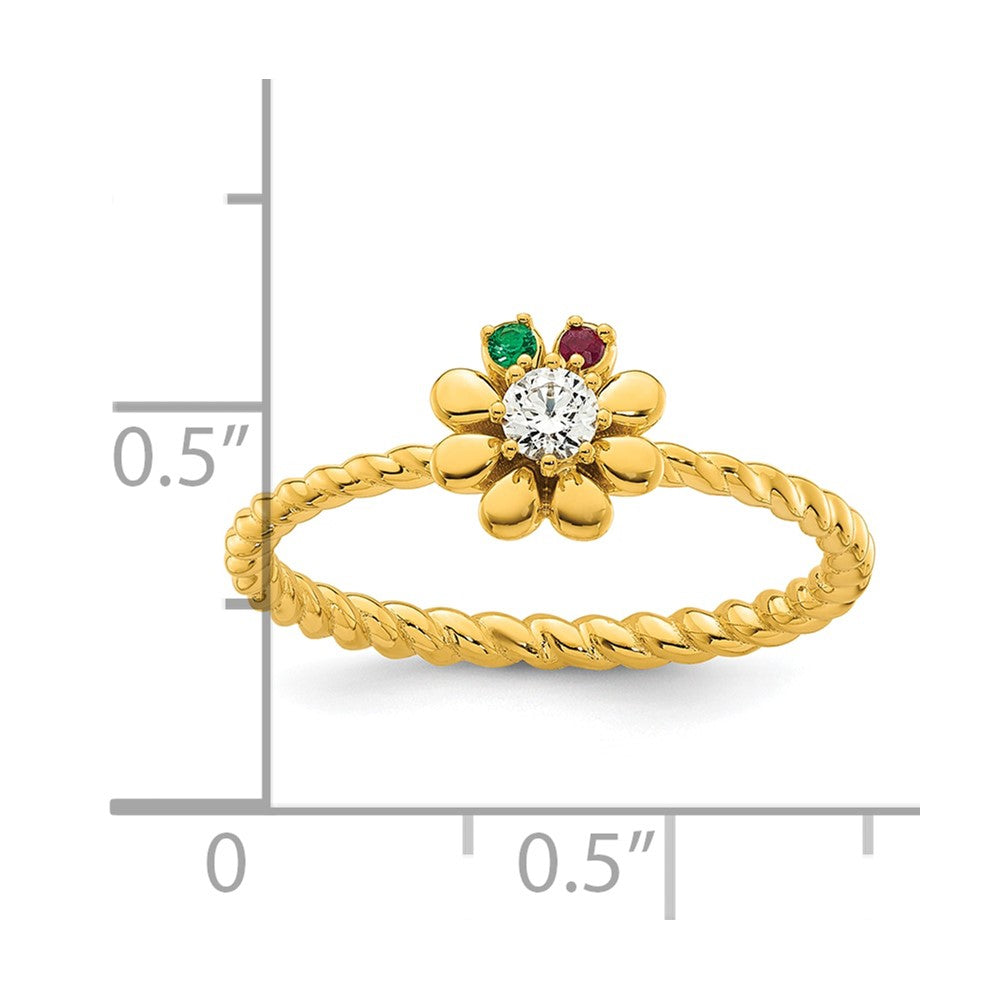 14k 2 Birthstone Flower with Diamond Mother's Ring Mounting