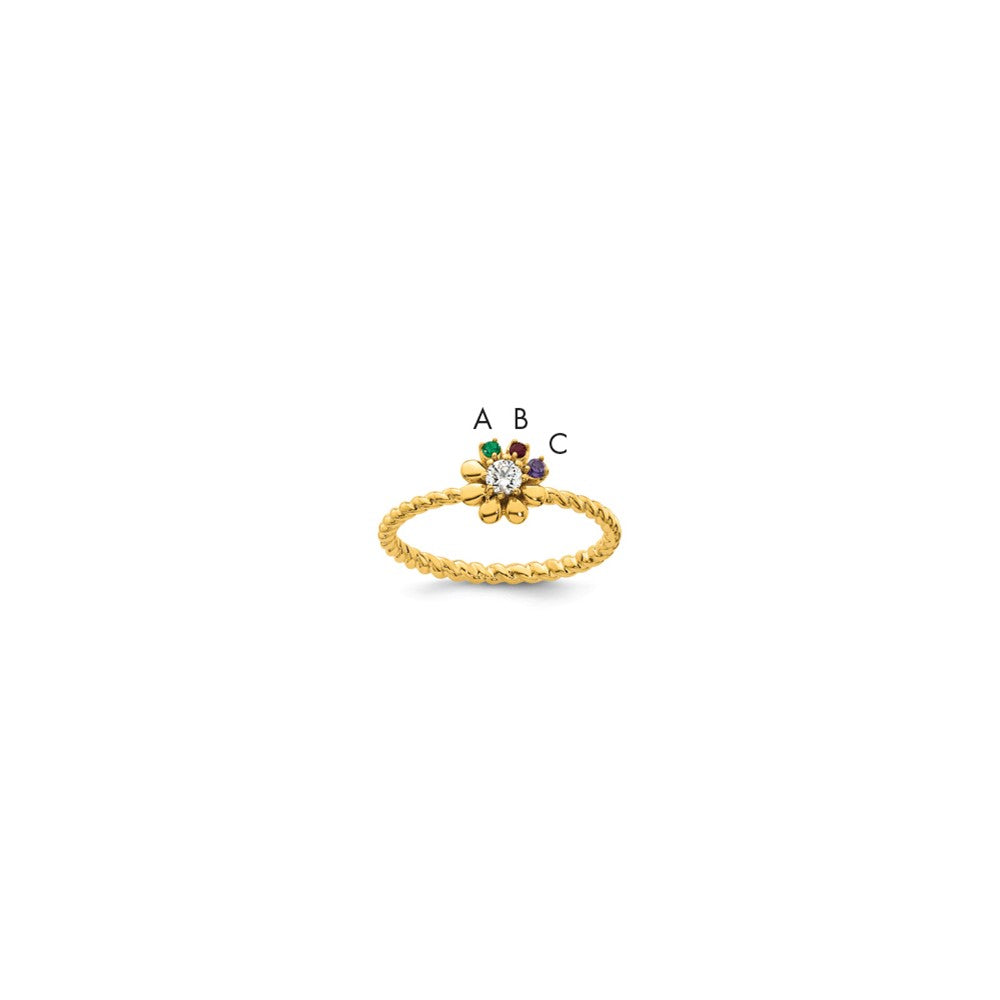 14k 3 Birthstone Flower with Diamond Mother's Ring Mounting