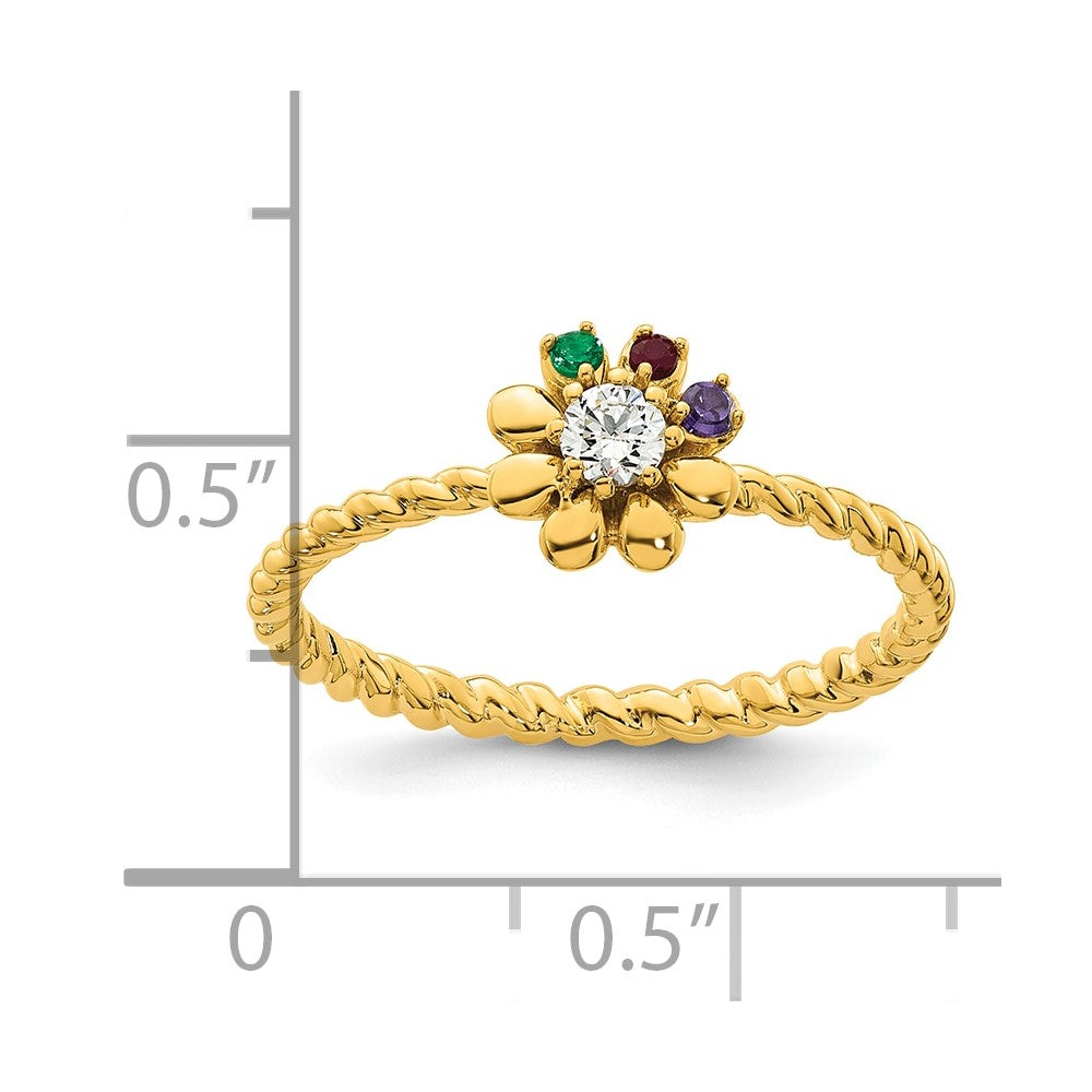14k 3 Birthstone Flower with Diamond Mother's Ring Mounting
