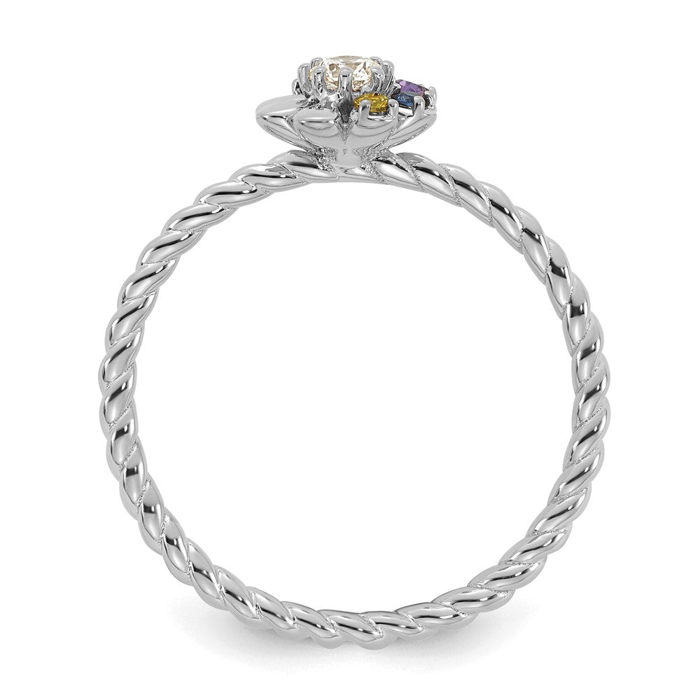 14k WG 5 Birthstone Flower w/ Diamond Mother's Ring Mounting