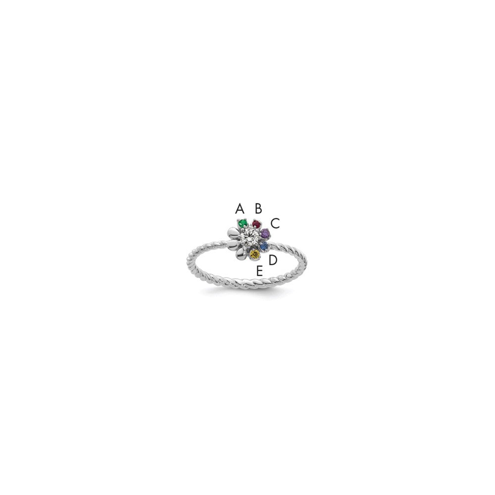 14k WG 5 Birthstone Flower w/ Diamond Mother's Ring Mounting