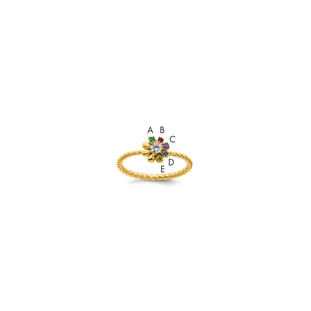 14k 5 Birthstone Flower with Diamond Mother's Ring Mounting