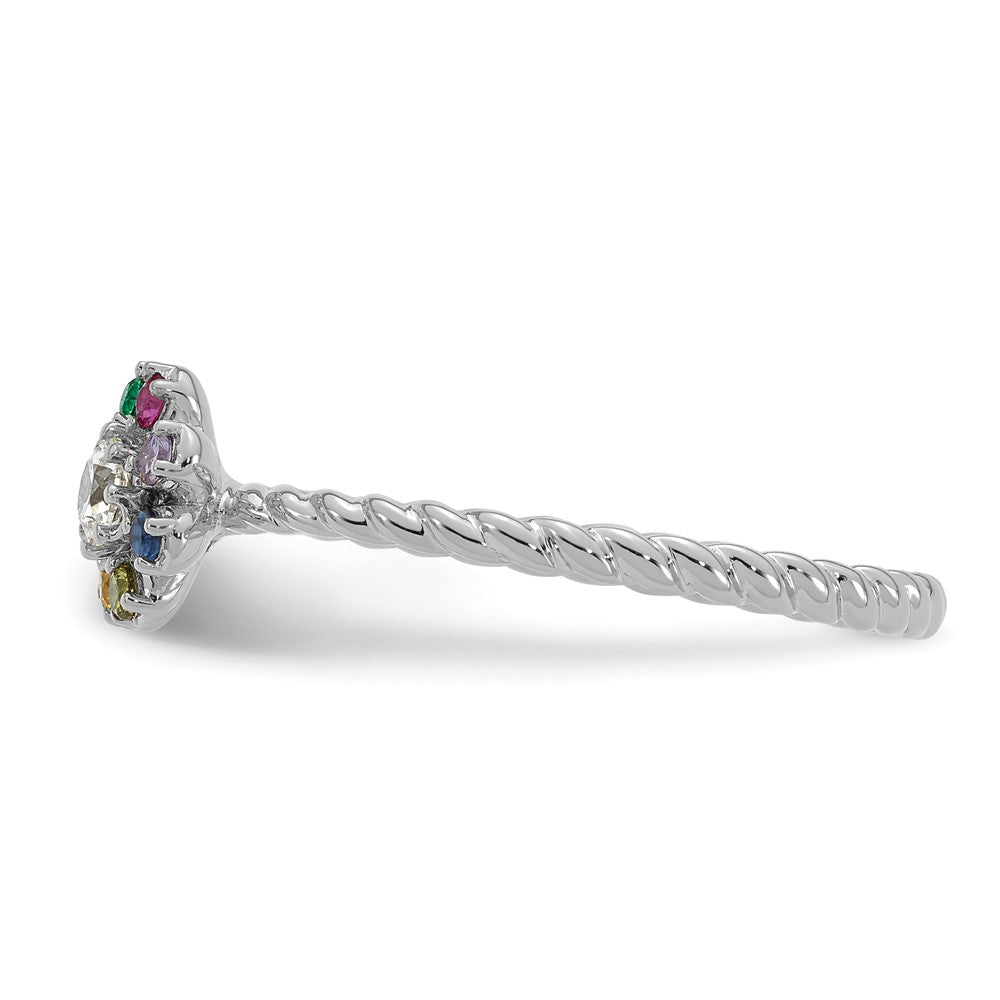 14k WG 6 Birthstone Flower w/ Diamond Mother's Ring Mounting