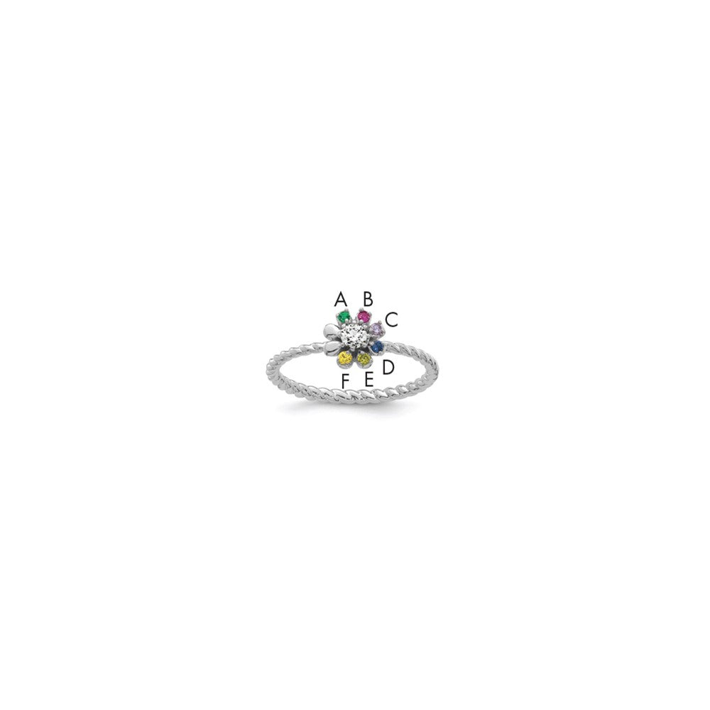 14k WG 6 Birthstone Flower w/ Diamond Mother's Ring Mounting