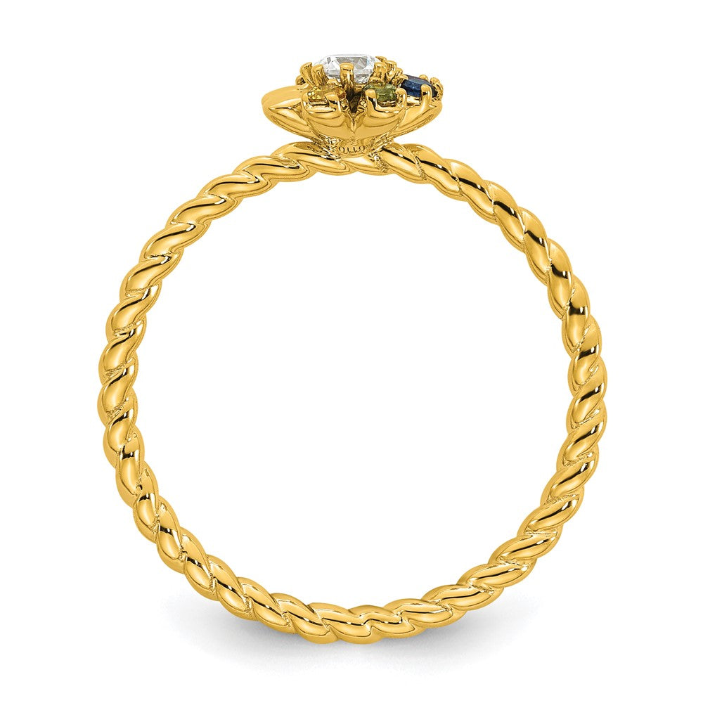 14k 6 Birthstone Flower with Diamond Mother's Ring Mounting