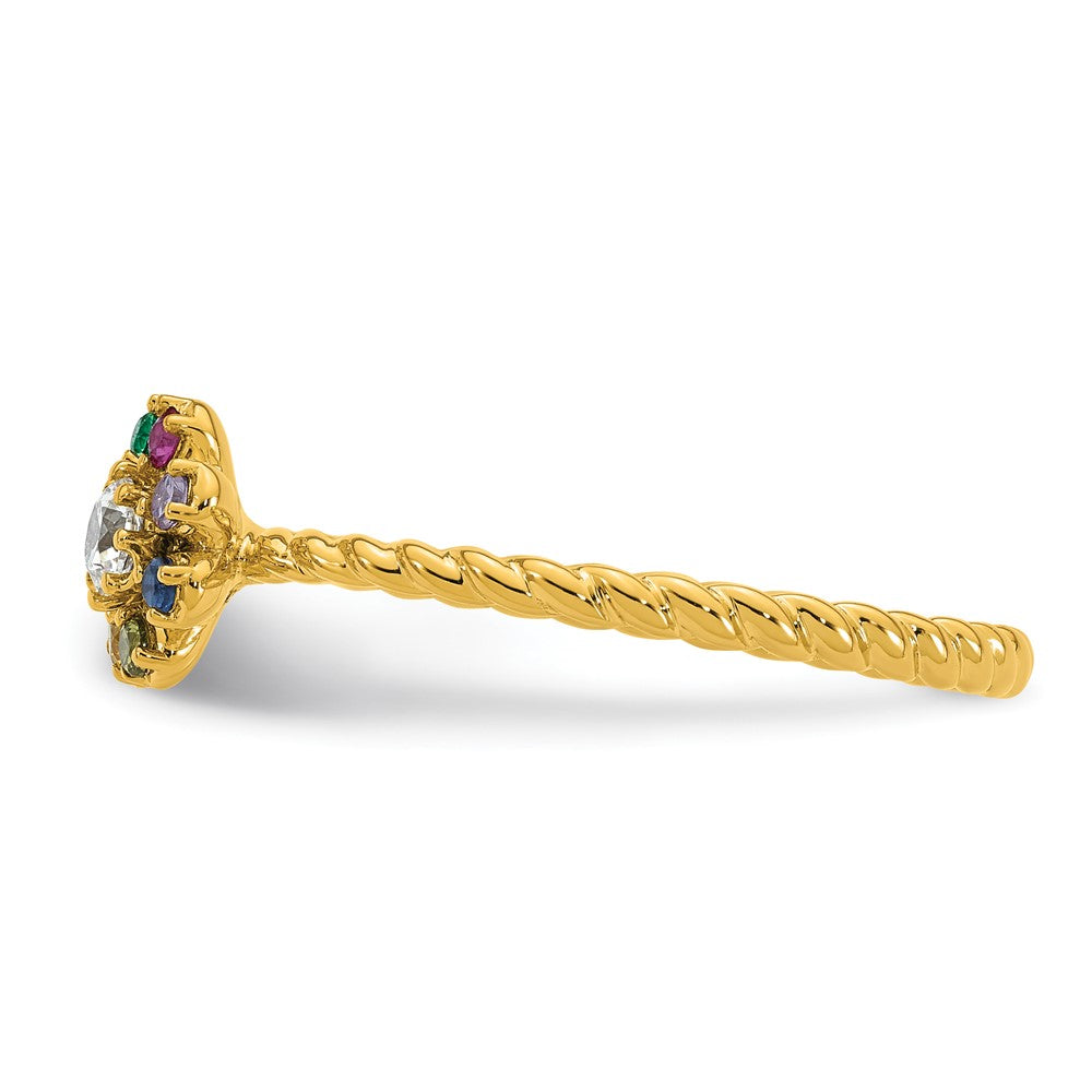 14k 6 Birthstone Flower with Diamond Mother's Ring Mounting