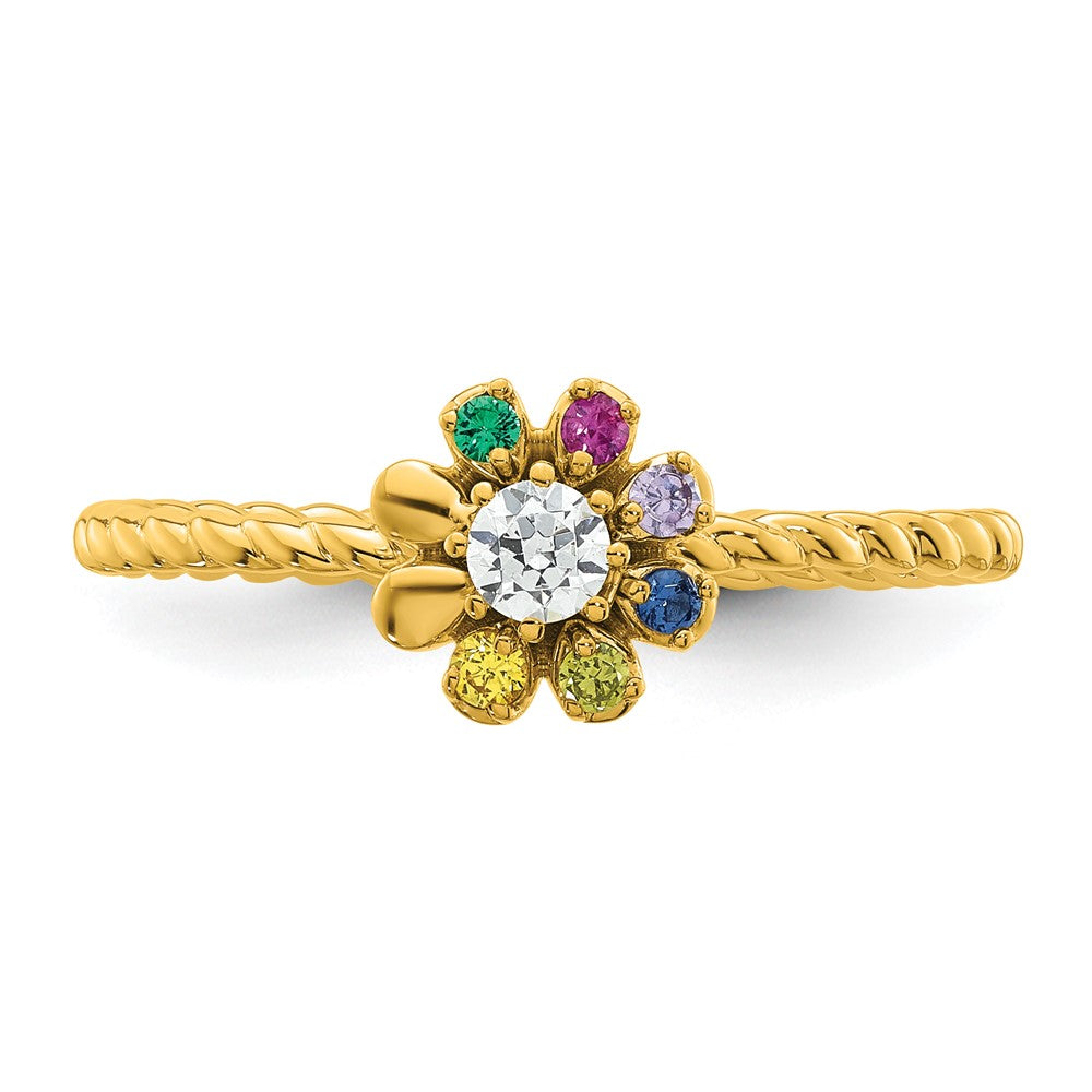 14k 6 Birthstone Flower with Diamond Mother's Ring Mounting