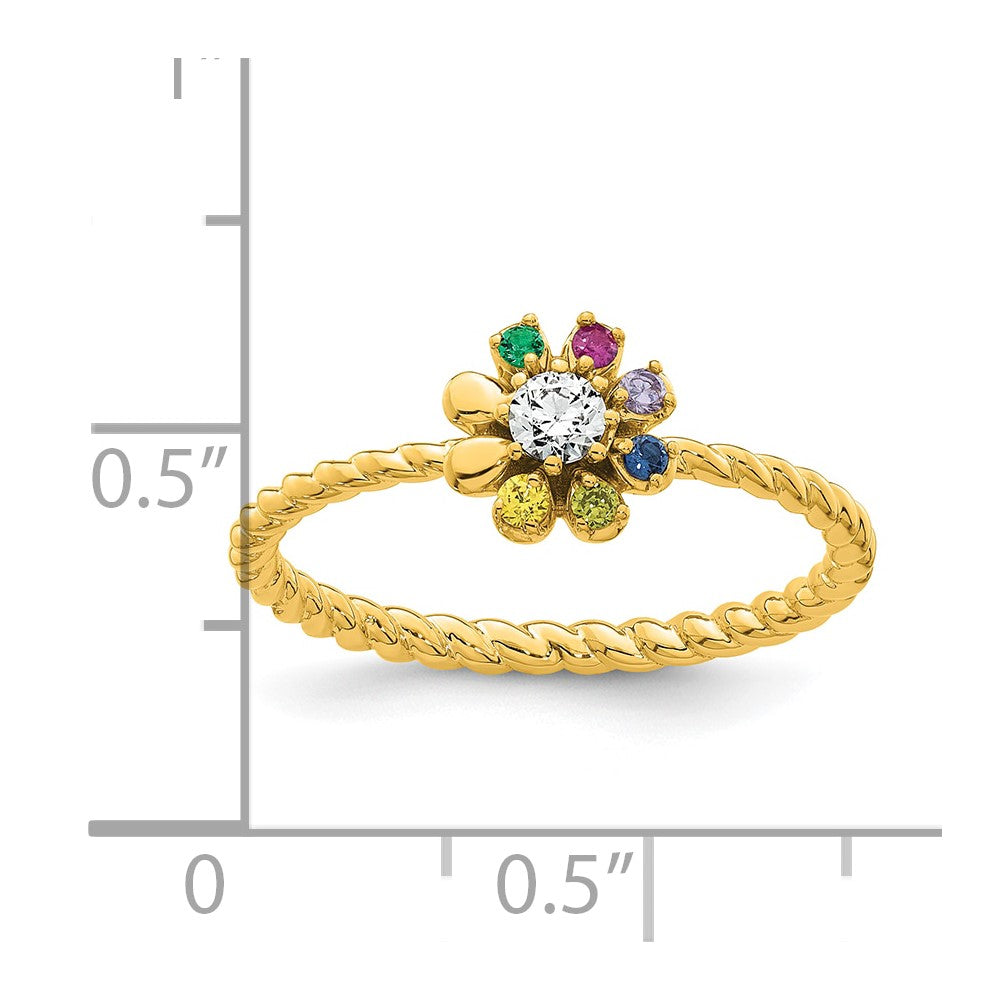 14k 6 Birthstone Flower with Diamond Mother's Ring Mounting