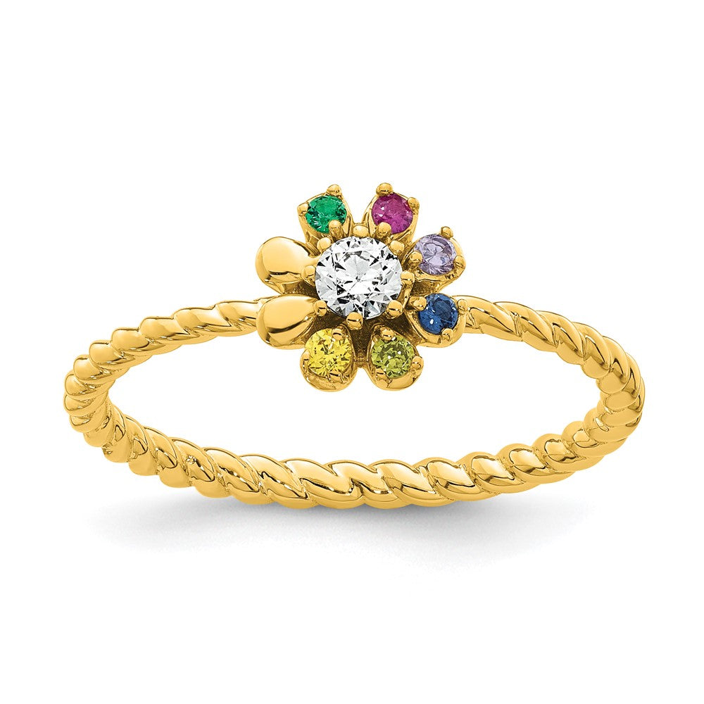 14k 6 Birthstone Flower with Diamond Mother's Ring Mounting
