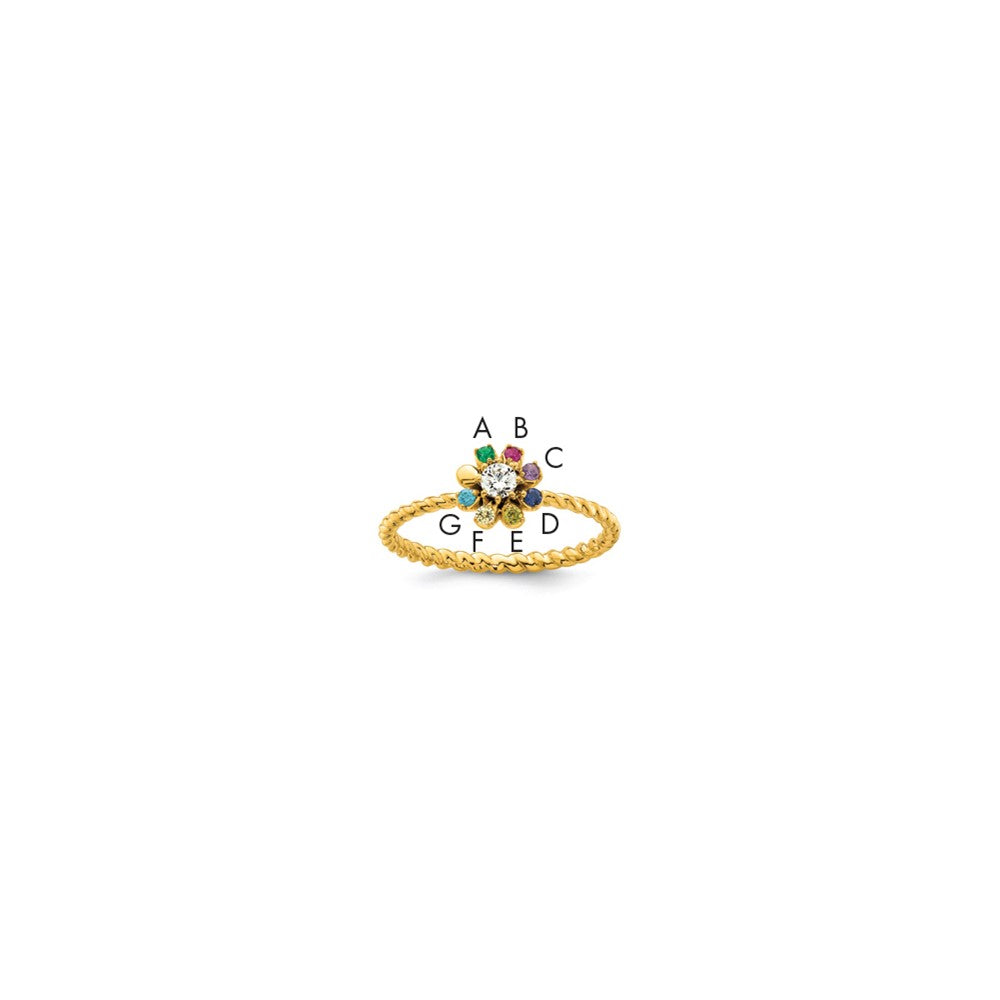 14k 7 Birthstone Flower with Diamond Mother's Ring Mounting