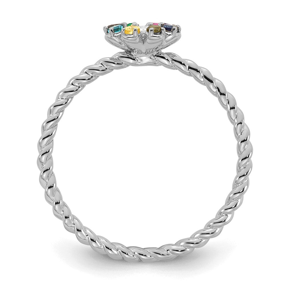 14k WG 8 Birthstone Flower w/ Diamond Mother's Ring Mounting