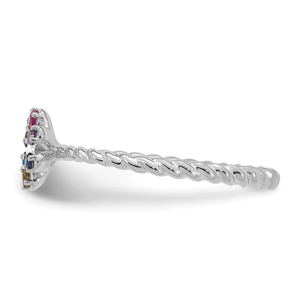 14k WG 8 Birthstone Flower w/ Diamond Mother's Ring Mounting