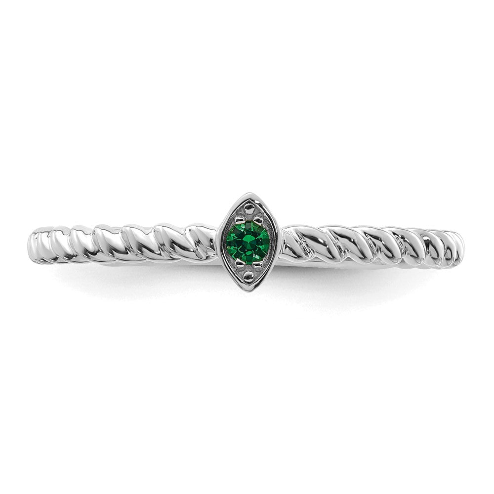 14k White Gold 1 Synthetic Birthstone Mother's Ring