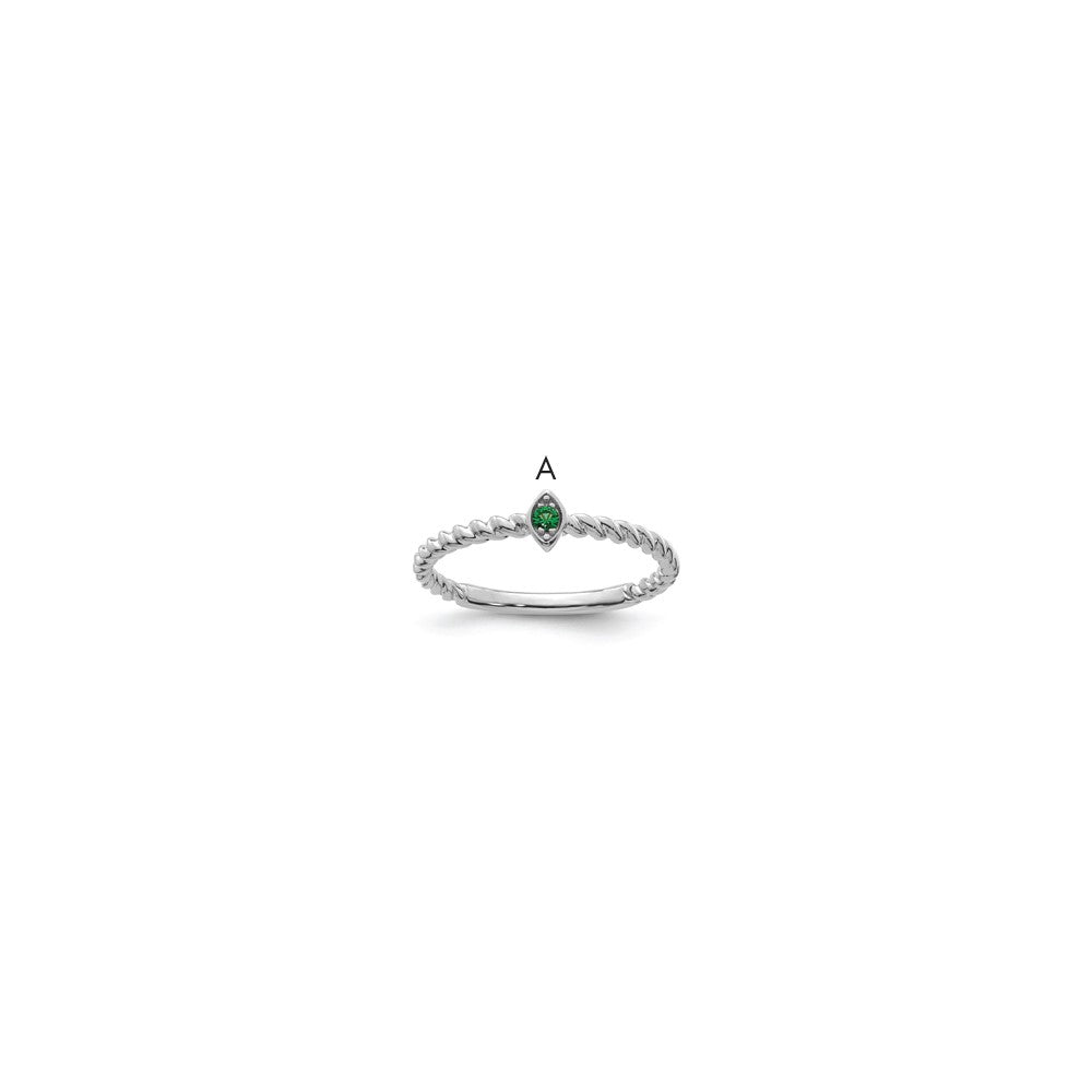 14k White Gold 1 Synthetic Birthstone Mother's Ring