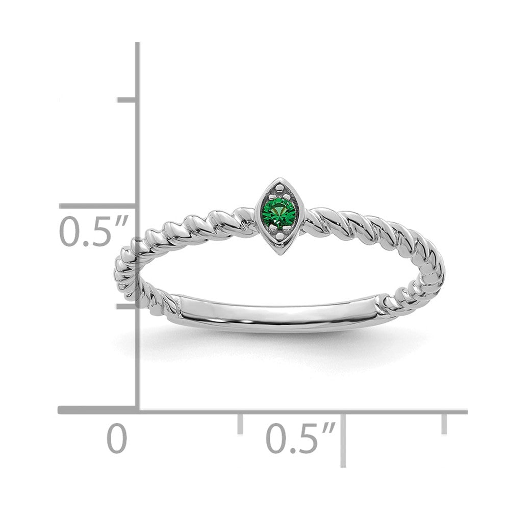 14k White Gold 1 Synthetic Birthstone Mother's Ring