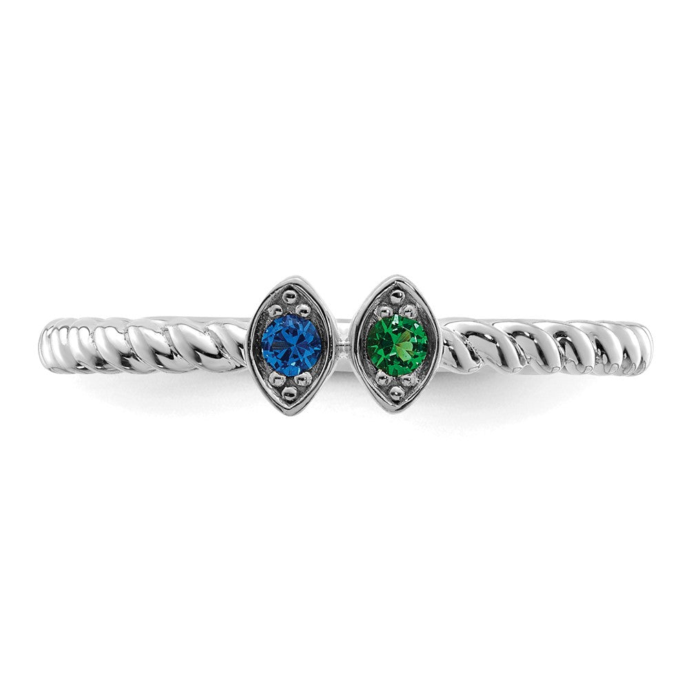 14k White Gold 2 Birthstone Mother's Ring Mounting