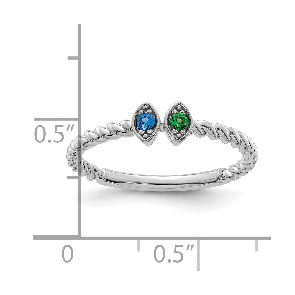 14k White Gold 2 Birthstone Mother's Ring Mounting