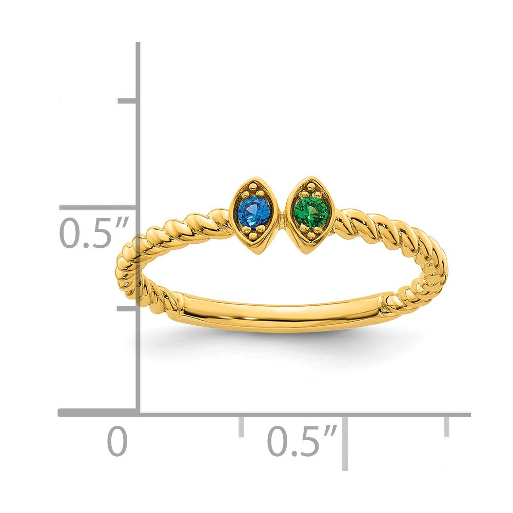 14k 2 Genuine Birthstone Mother's Ring