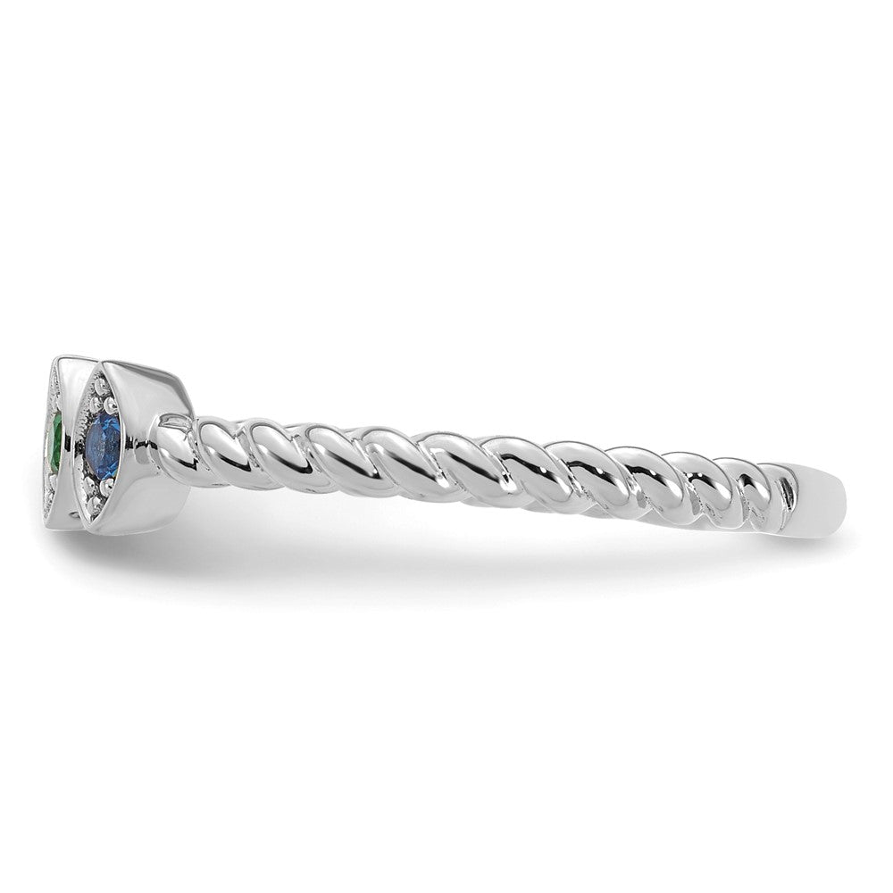 14k White Gold 3 Synthetic Birthstone Mother's Ring