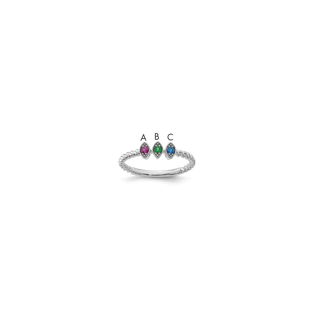 14k 3 White Gold 3 Birthstone Mother's Ring Mounting
