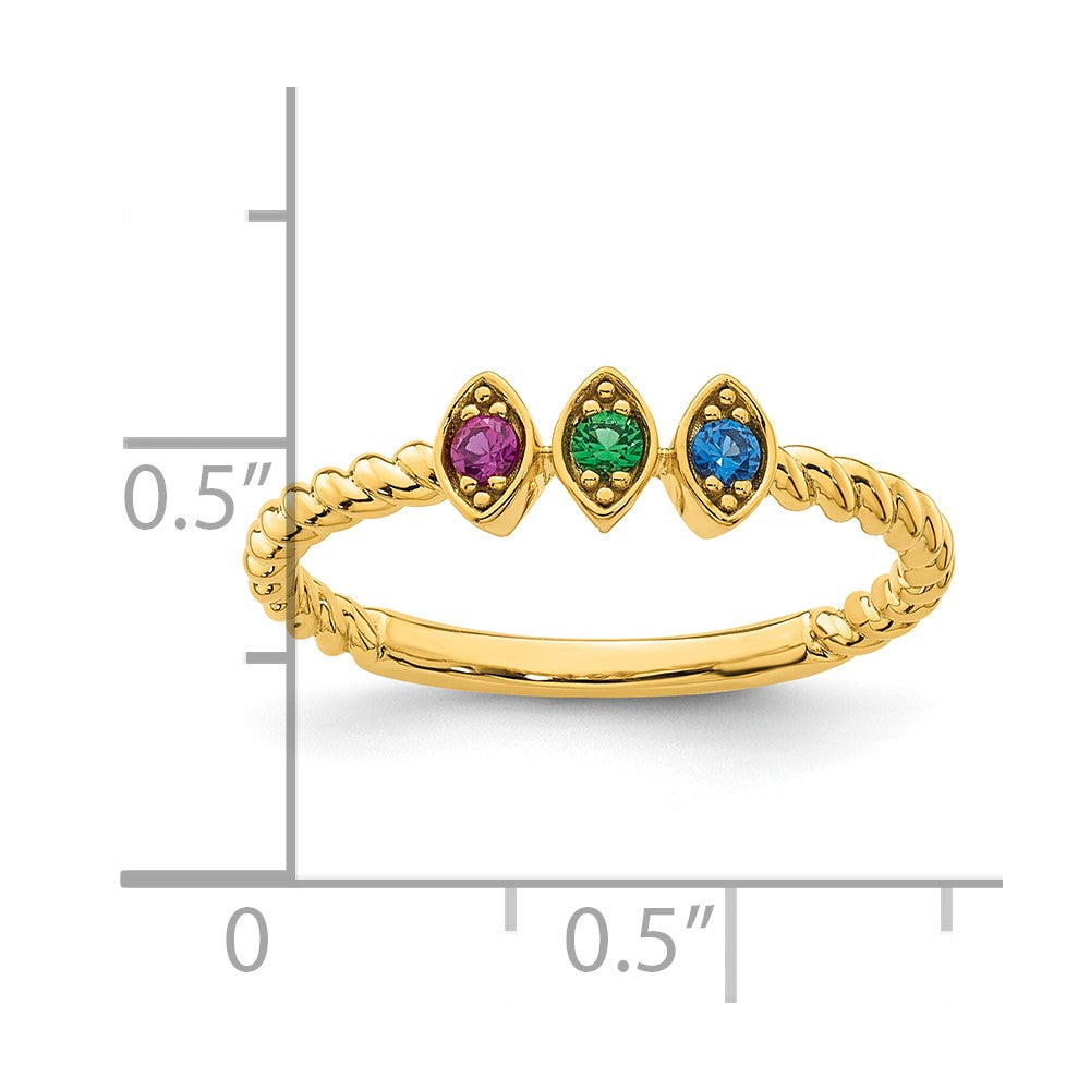 14k 3 Synthetic Birthstone Mother's Ring