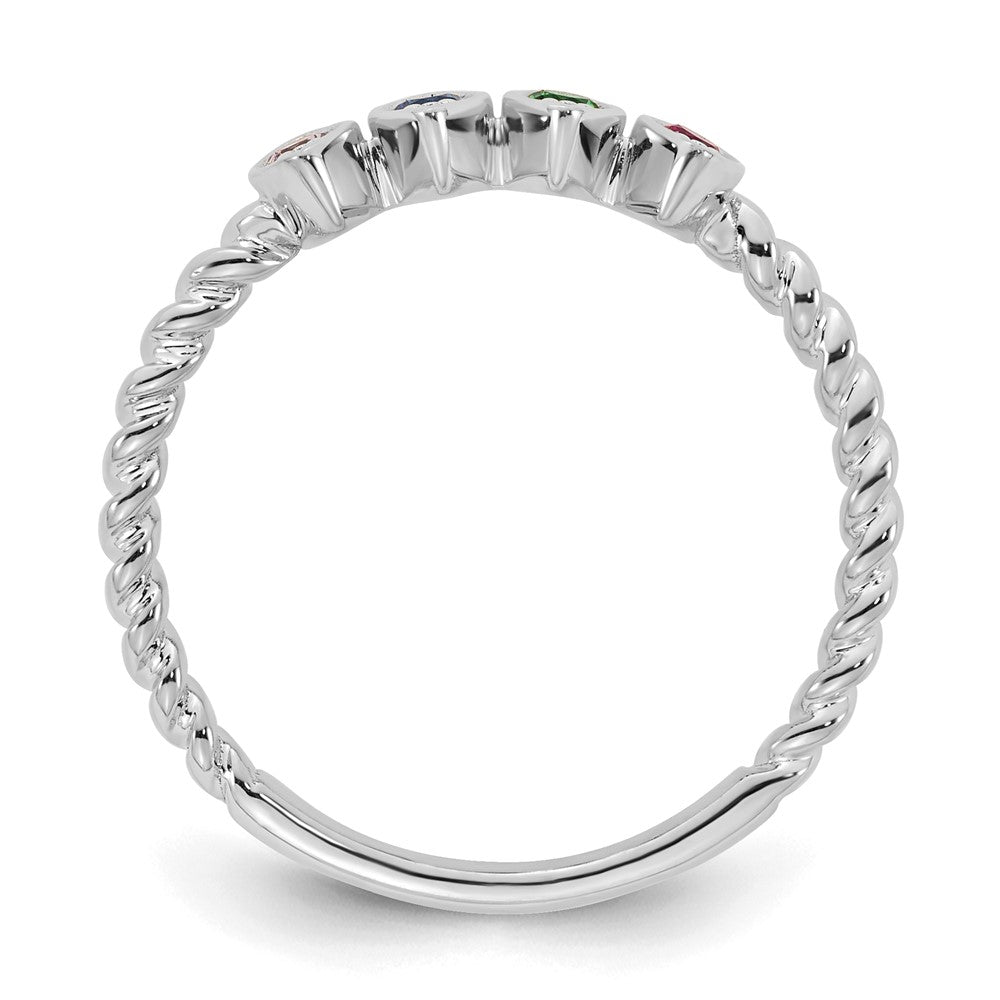 14k White Gold 4 Birthstone Mother's Ring Mounting
