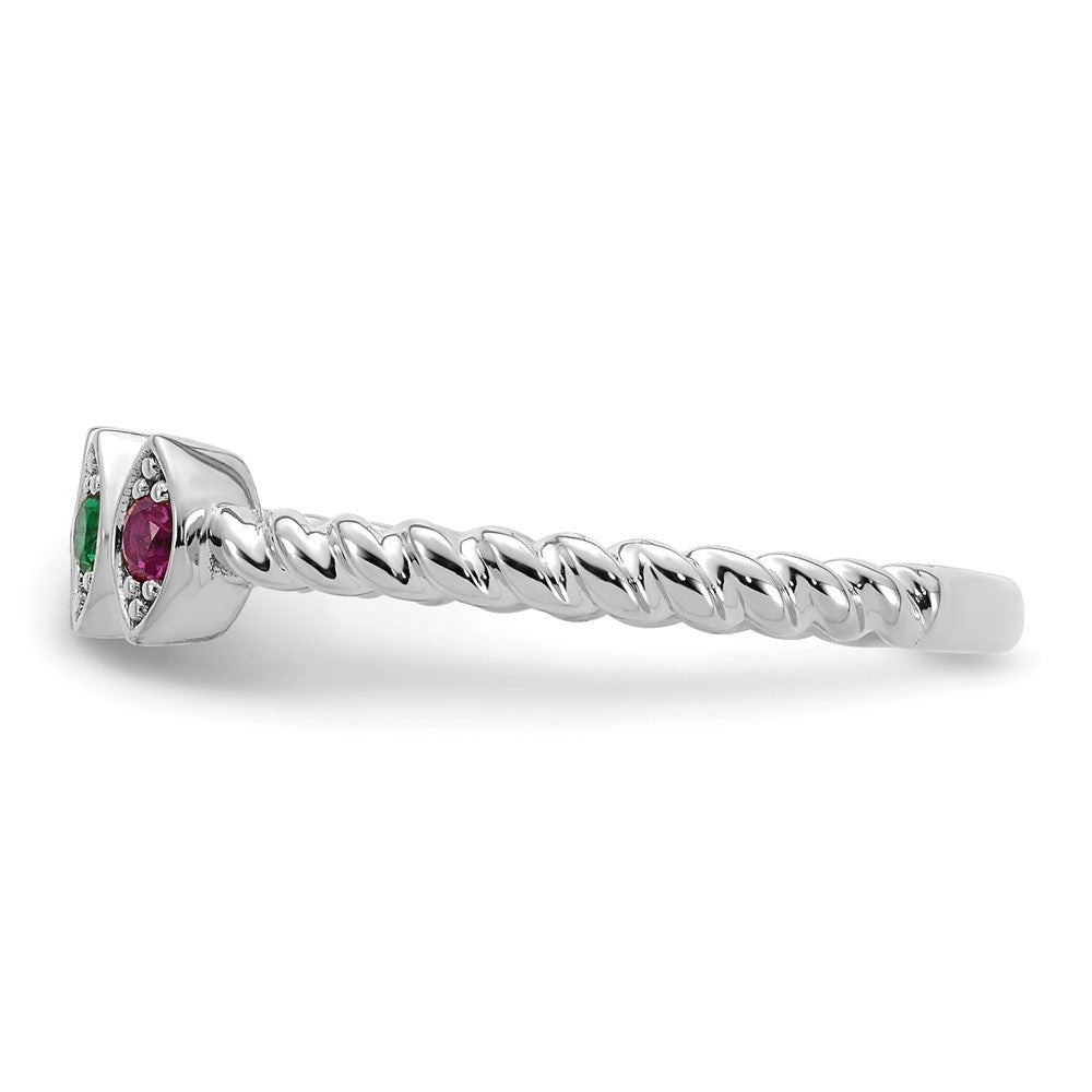 14k White Gold 4 Genuine Birthstone Mother's Ring