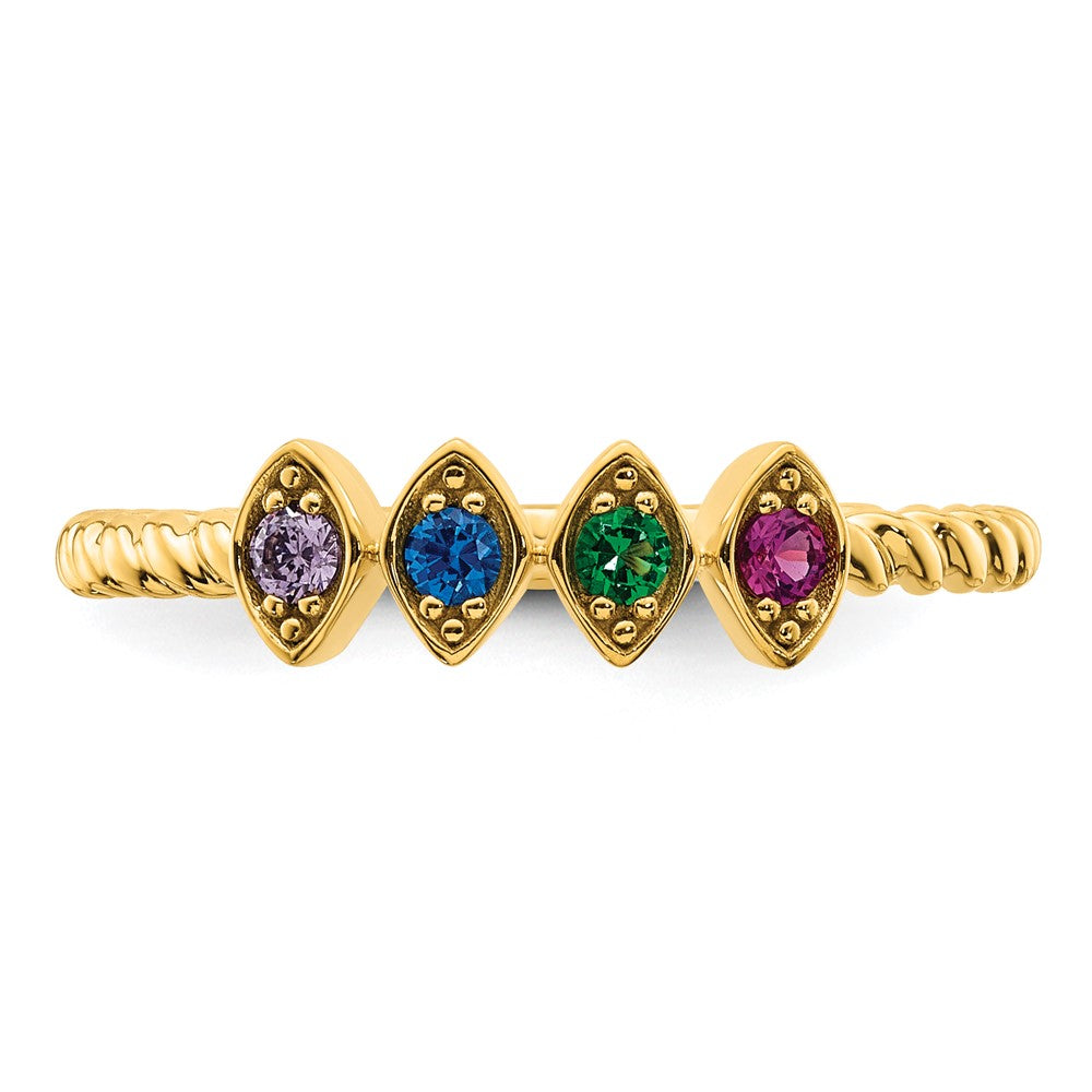 14k 4 Synthetic Birthstone Mother's Ring