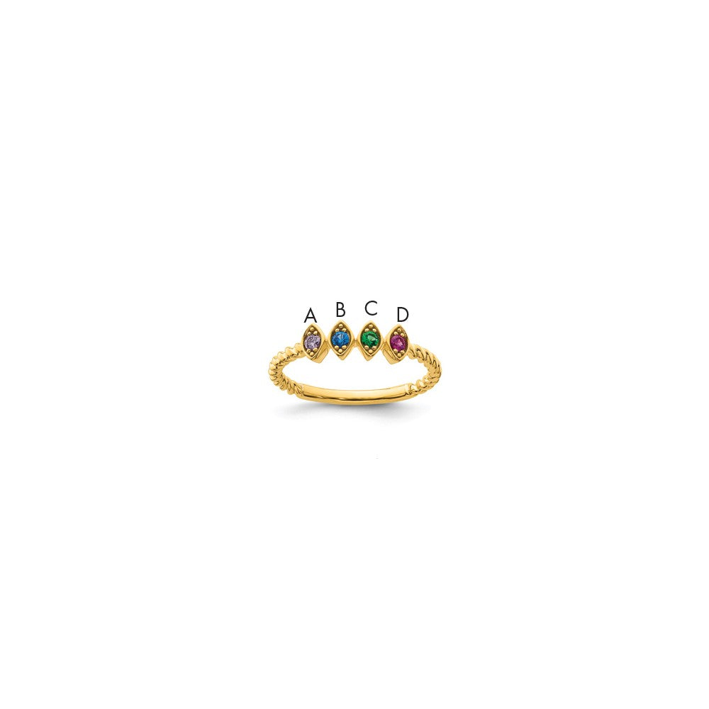 14k 4 Synthetic Birthstone Mother's Ring
