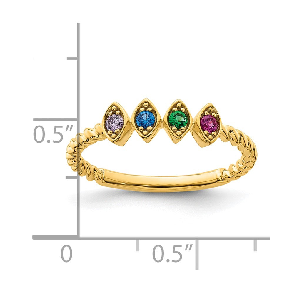 14k 4 Synthetic Birthstone Mother's Ring