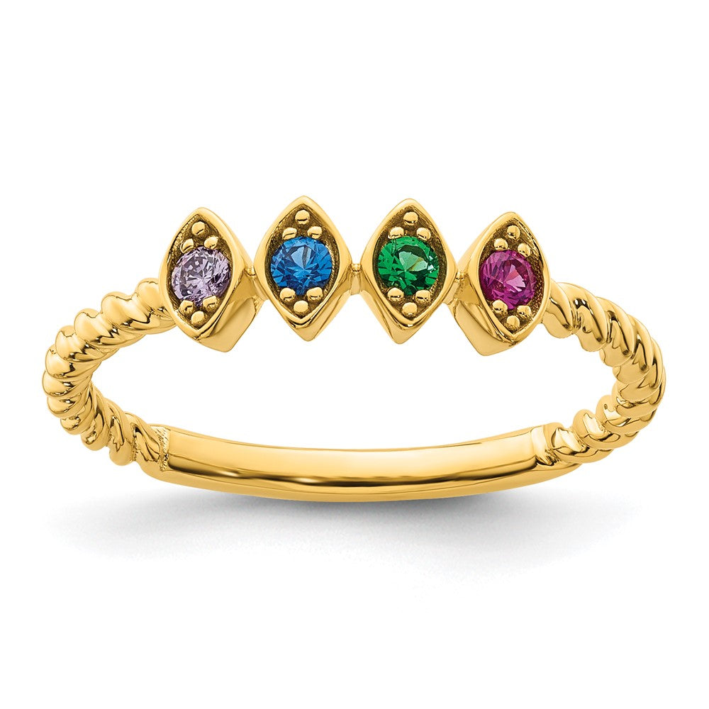 14k 4 Synthetic Birthstone Mother's Ring