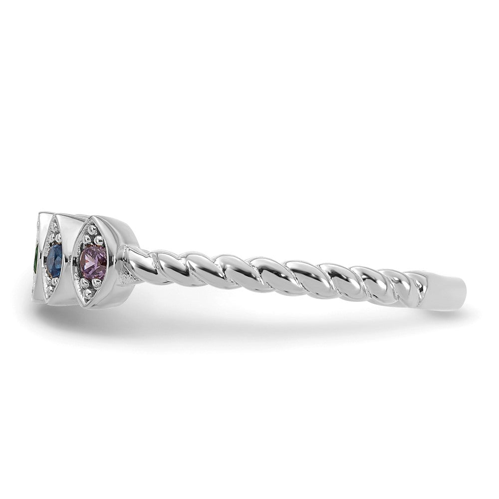 14k White Gold 5 Genuine Birthstone Mother's Ring