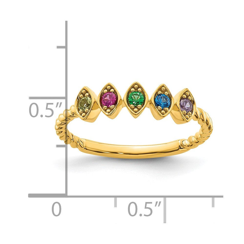 14k 5 Synthetic Birthstone Mother's Ring