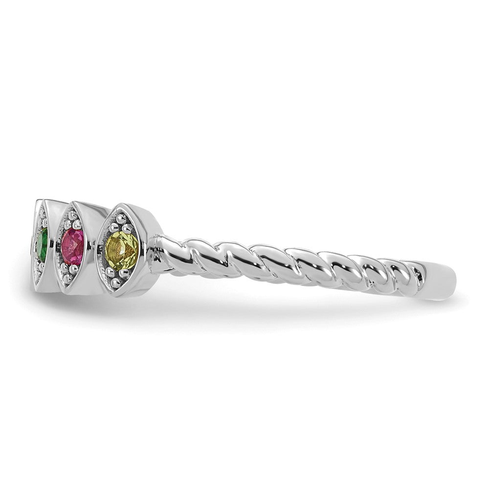 14k White Gold 6 Synthetic Birthstone Mother's Ring