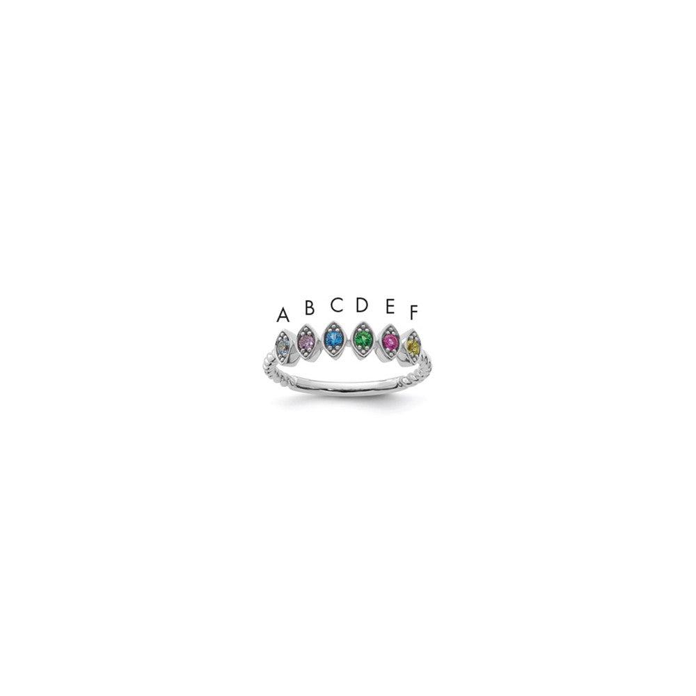 14k White Gold 6 Birthstone Mother's Ring Mounting