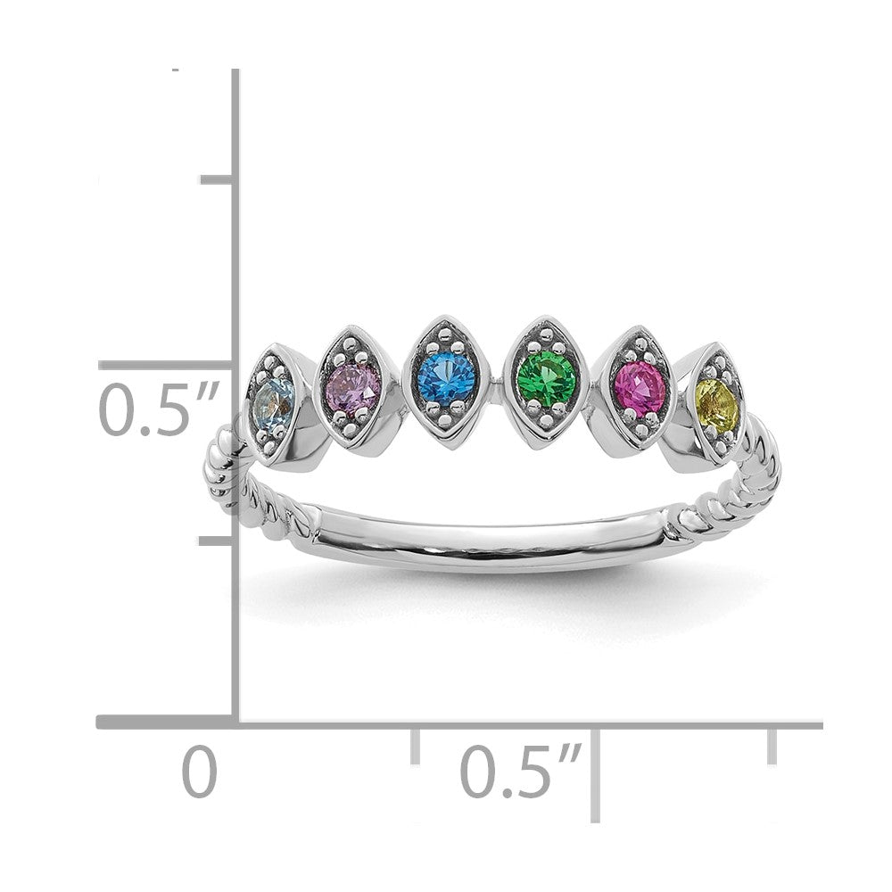 14k White Gold 6 Birthstone Mother's Ring Mounting